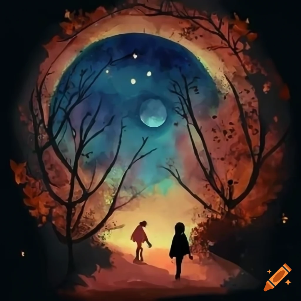 minimalistic autumn night with a girl in hijab
