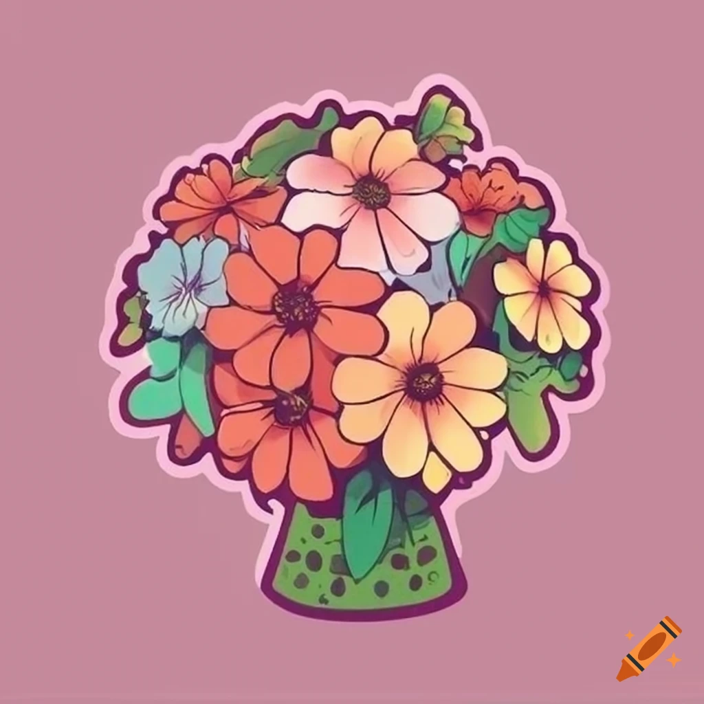 cute floral bouquet sticker