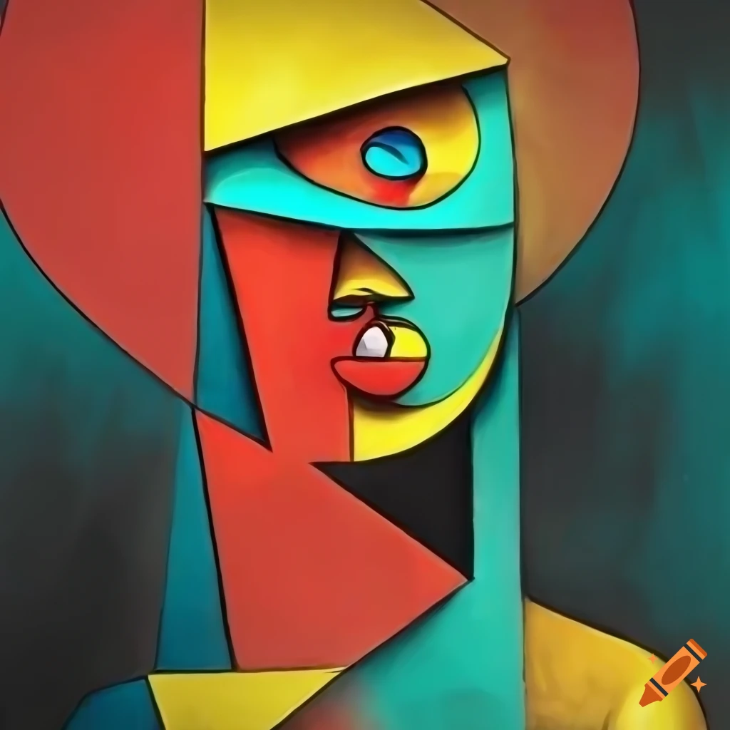 abstract black and white cubist artwork