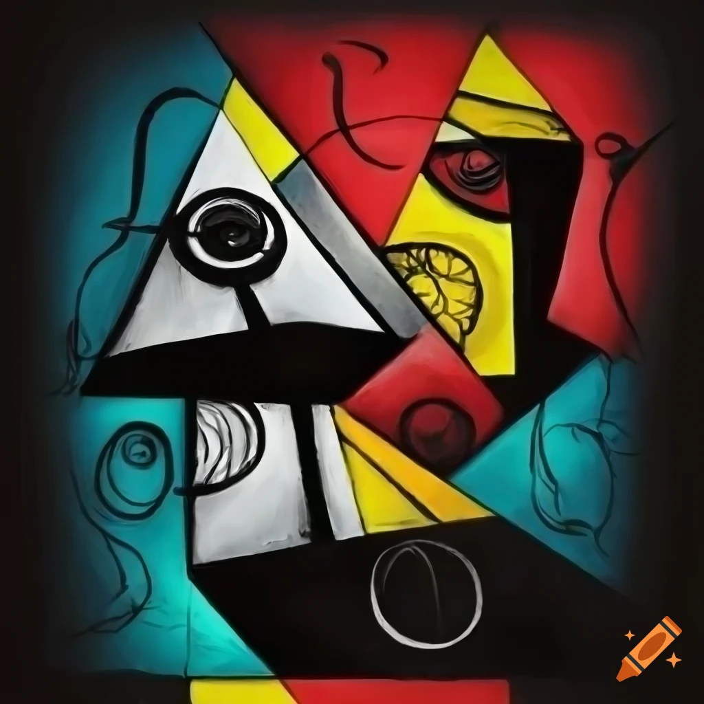 black and white surrealistic doodles with red, yellow, and turquoise accents