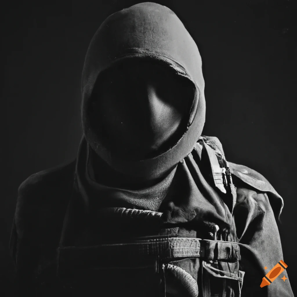 image of a soldier in black uniform and balaclava
