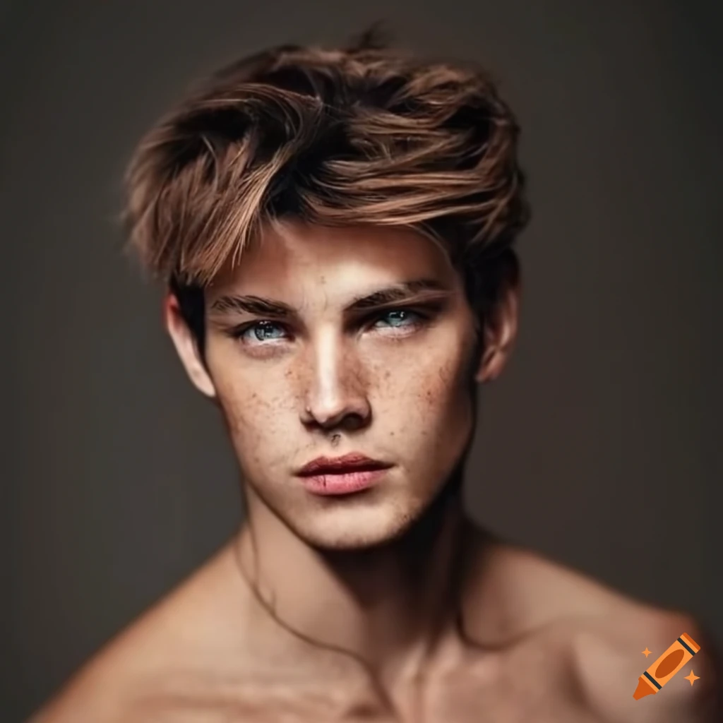 portrait of a handsome man with freckles