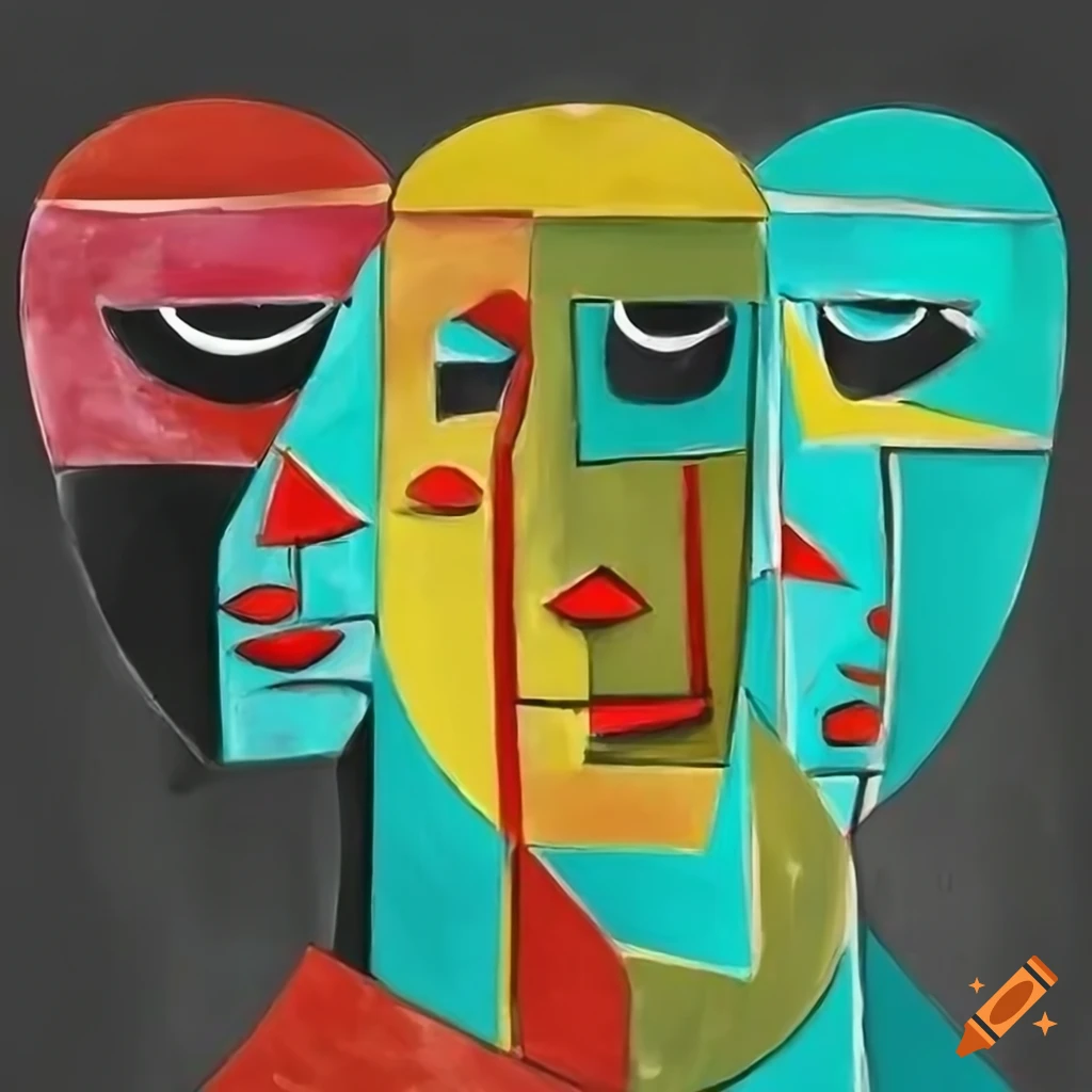 surrealist black and white abstract art with red, yellow and turquoise accents