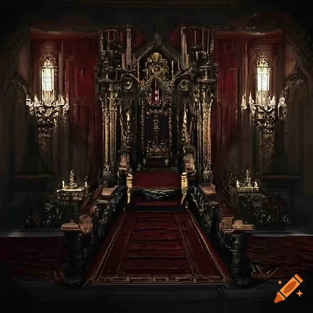 eerie throne room from Resident Evil 4 Remake