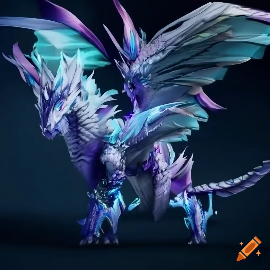 Concept art of a majestic angelic dragon