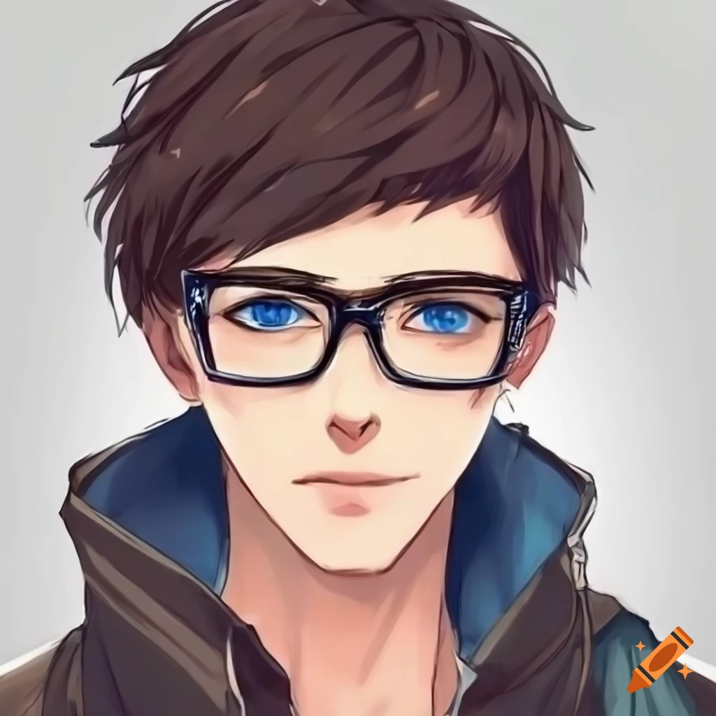 nerdy manga-style illustration of a handsome mathematician