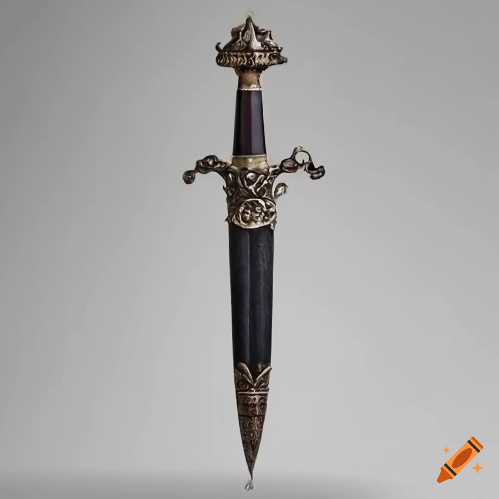 thumbnail interactive-video image 1 of Imperial Elegance Roman Dagger - Gold & Silver Ornate Steel Blade With Blue Gem Accents 1 of 9