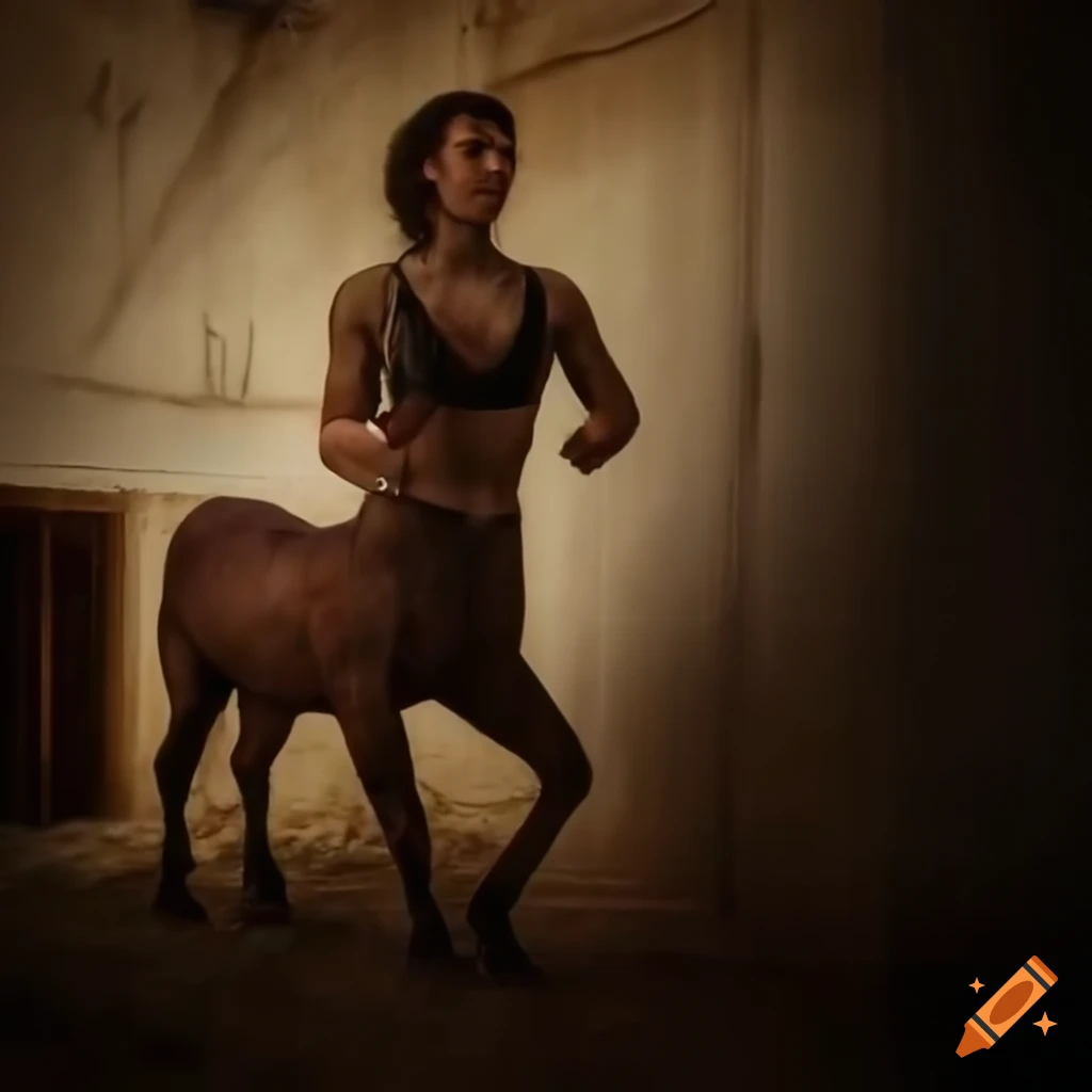 photograph of a centaur looking in a mirror