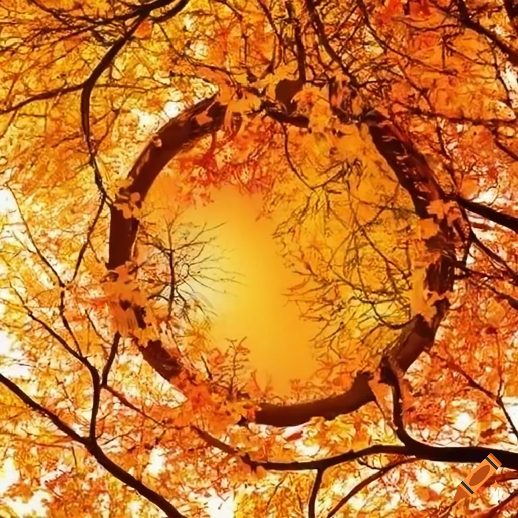 circular arrangement of autumn tree branches