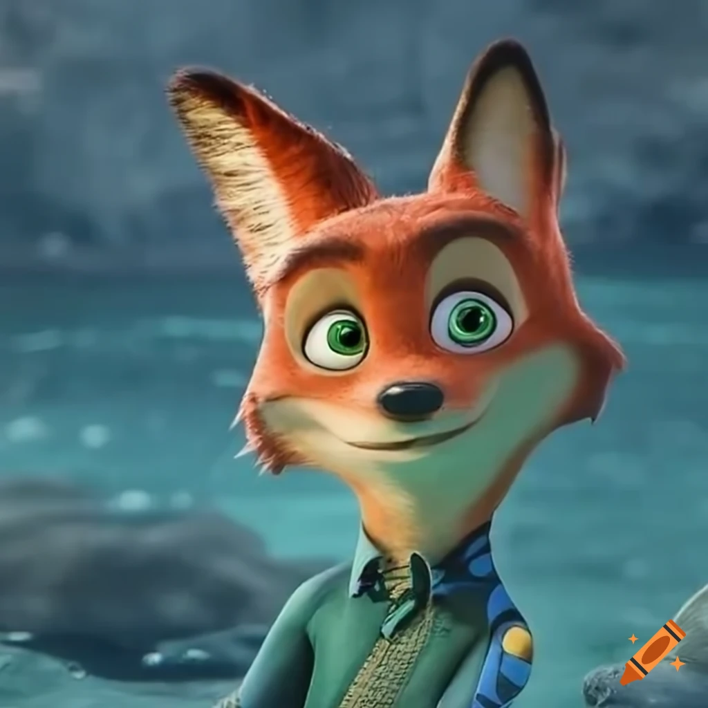 Nick Wilde in a stylish wetsuit for swimming