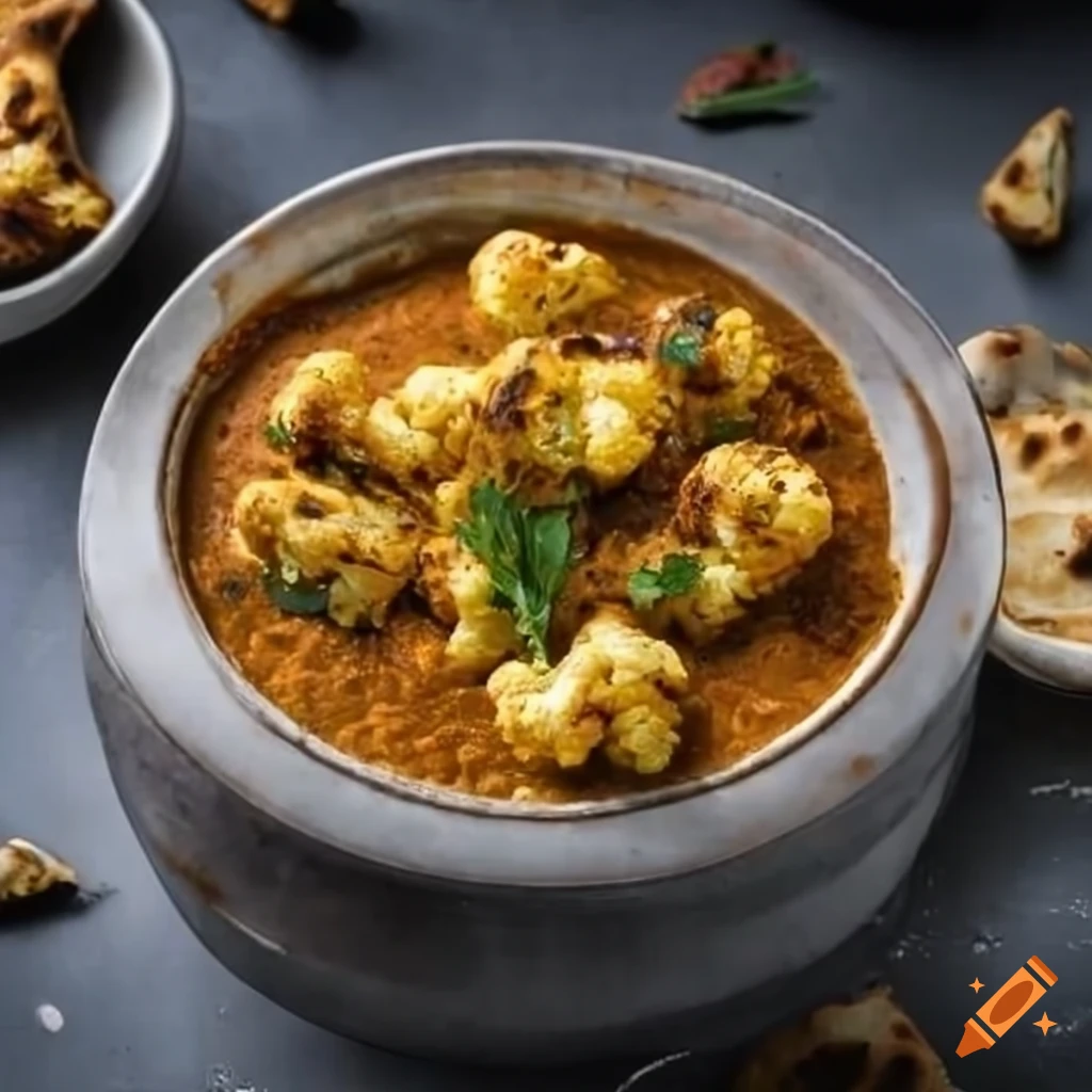 Garam masala roasted cauliflower with naan bread