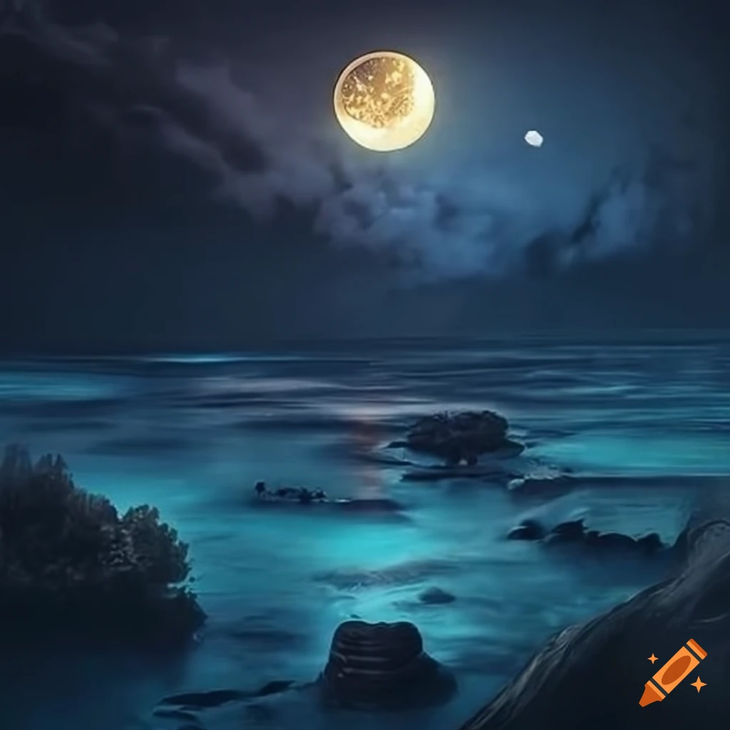 image of a moonlit night sky