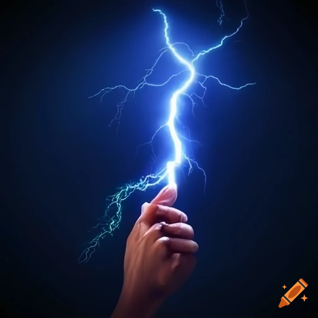 Image of a hand with lightning on Craiyon