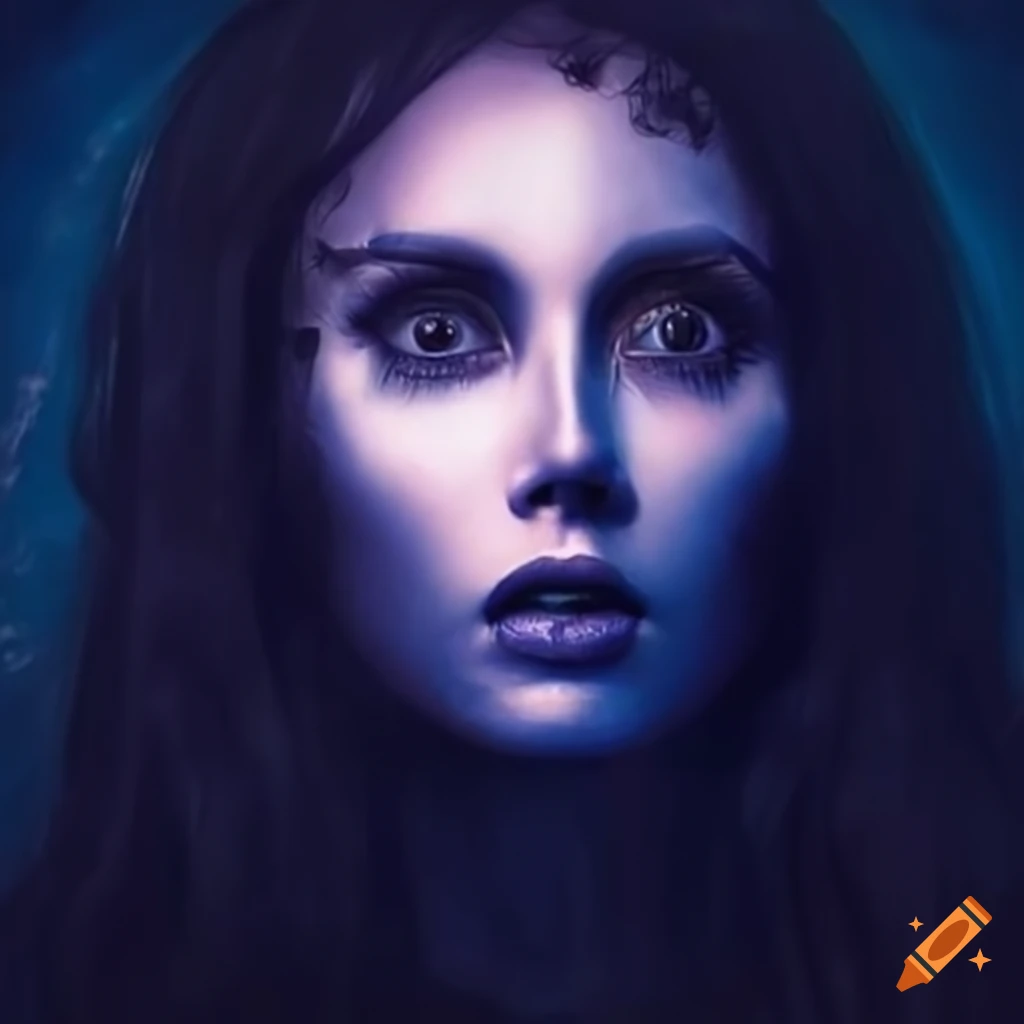 Artistic portrait of a woman made of outer space on Craiyon