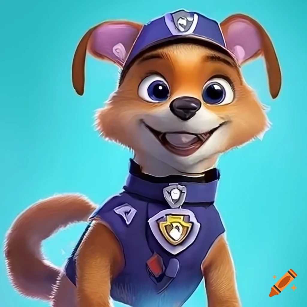 anthro Paw Patrol pup in Zootopia-inspired artwork