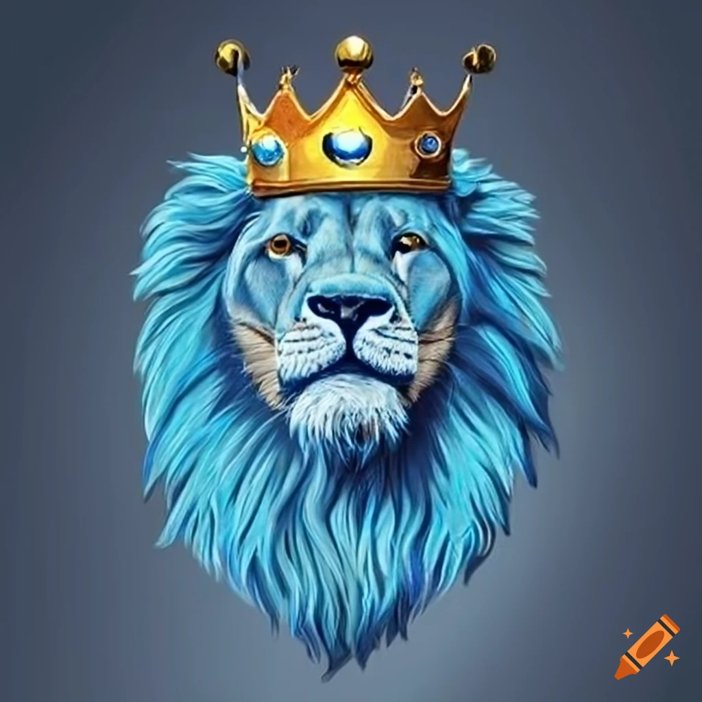 Blue lion with crown patch on Craiyon