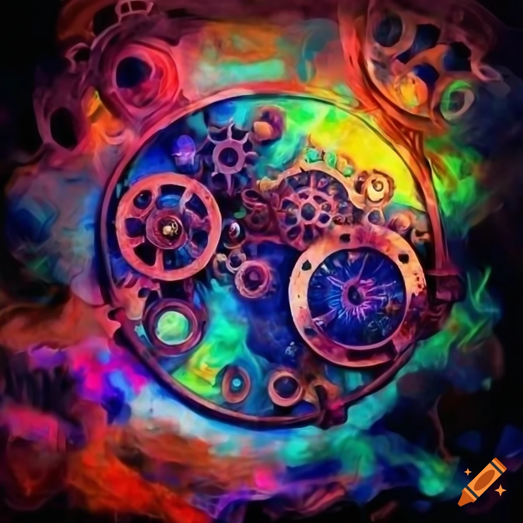 steampunk symbol with watch gears on a smoky background