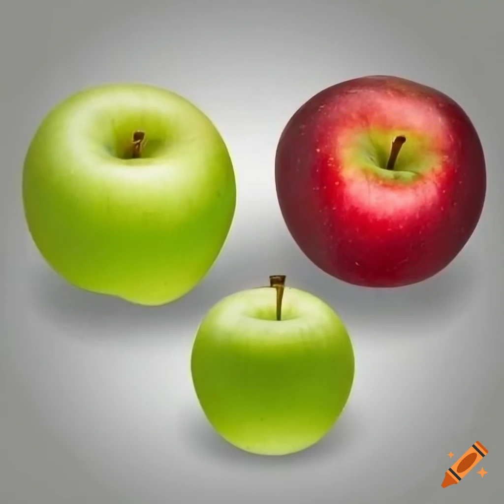 two green apples and one red apple