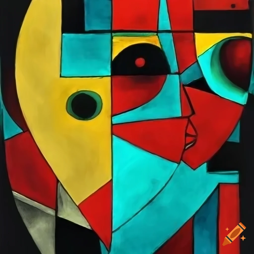 abstract black and white cubist artwork