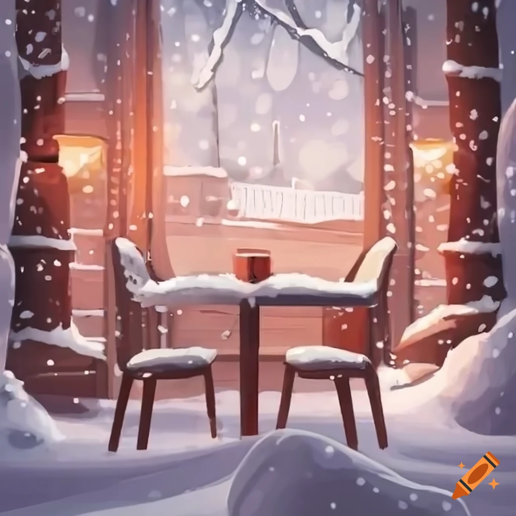 cozy winter cafe scene