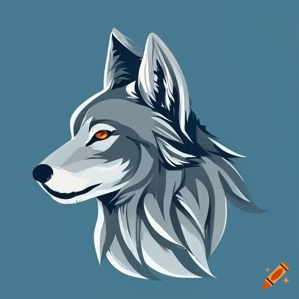 vector art of a howling wolf with blue sky background