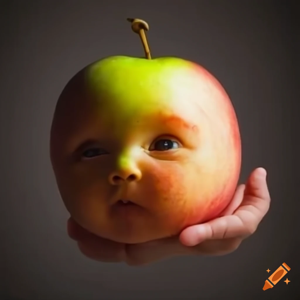 Baby holding an apple on Craiyon
