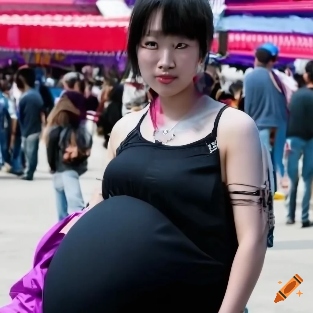 Portrait Of A Pregnant Japanese Woman At A Carnival On Craiyon