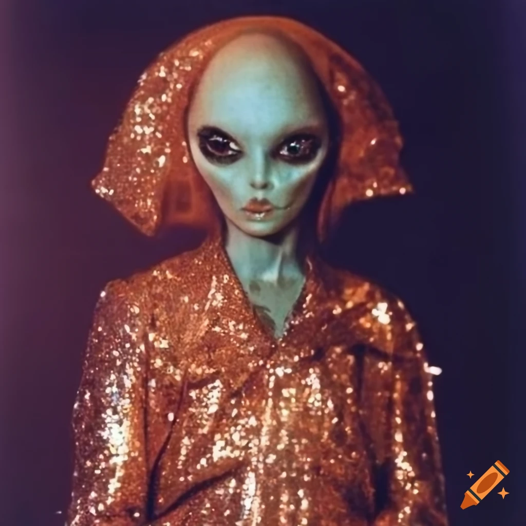vintage photo of a woman in a glitter suit