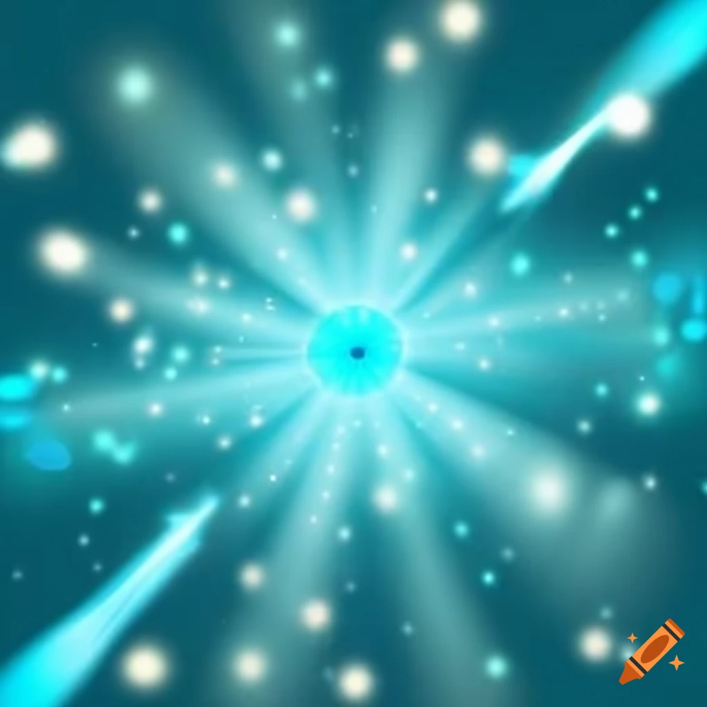 turquoise light rays on white background