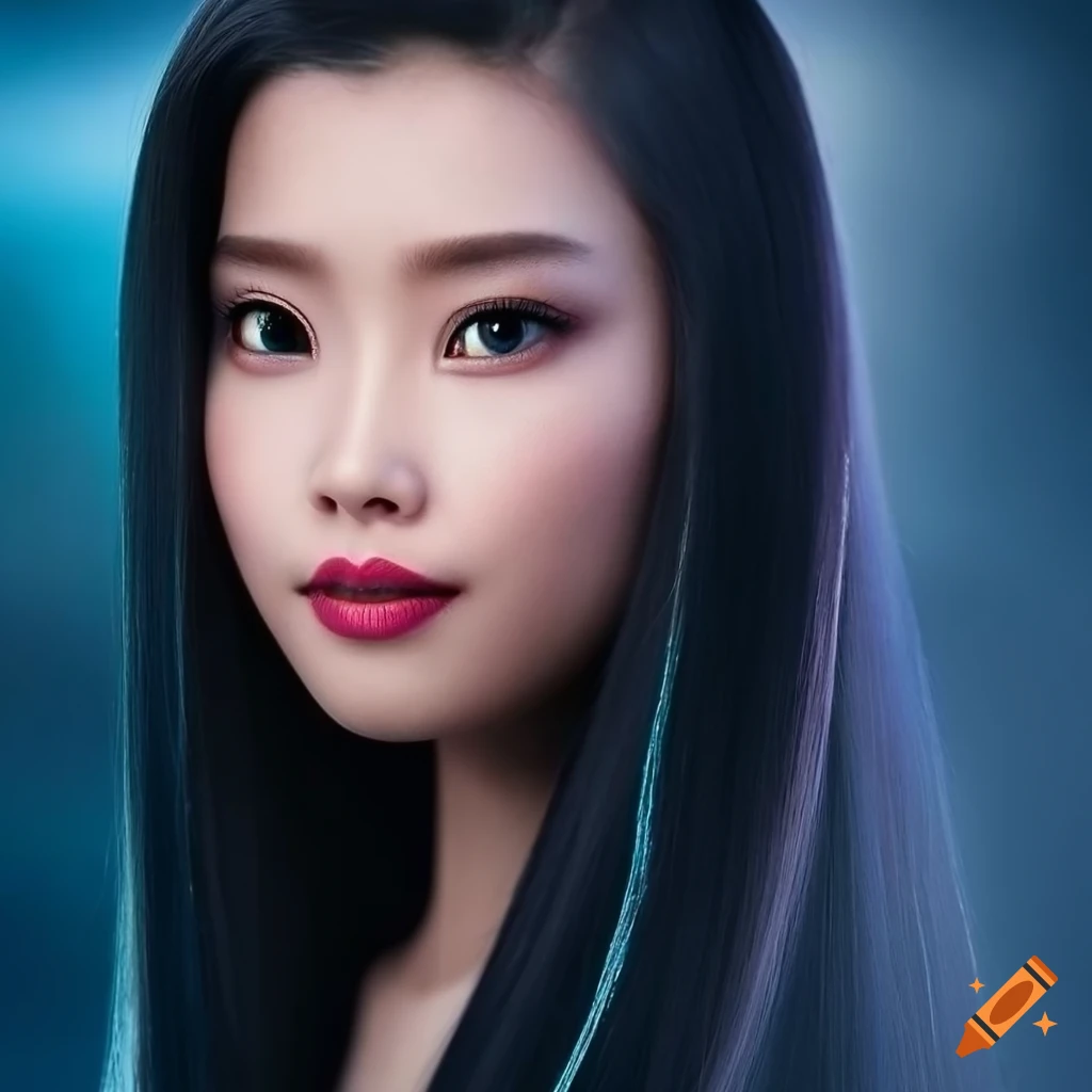 realistic portrait of Elsa with black hair in 4K resolution