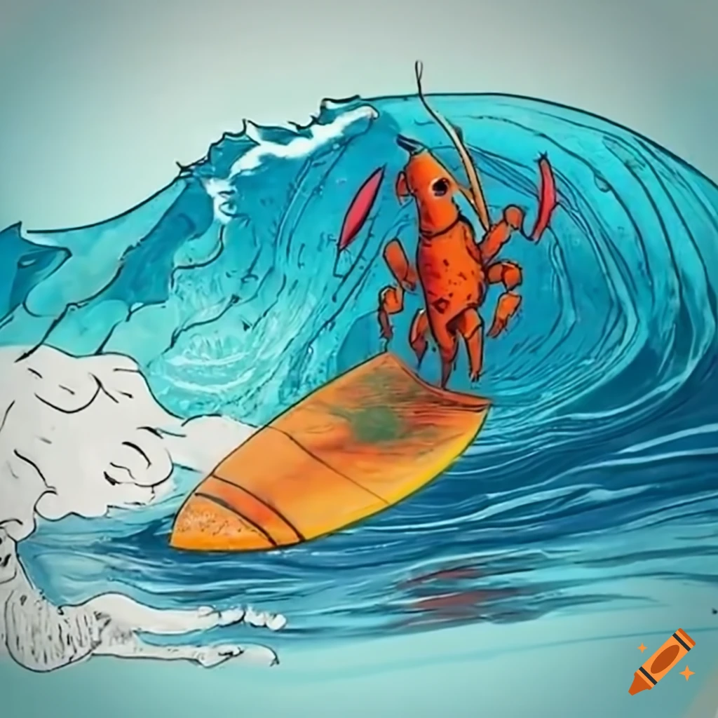 lobster surfing on a board