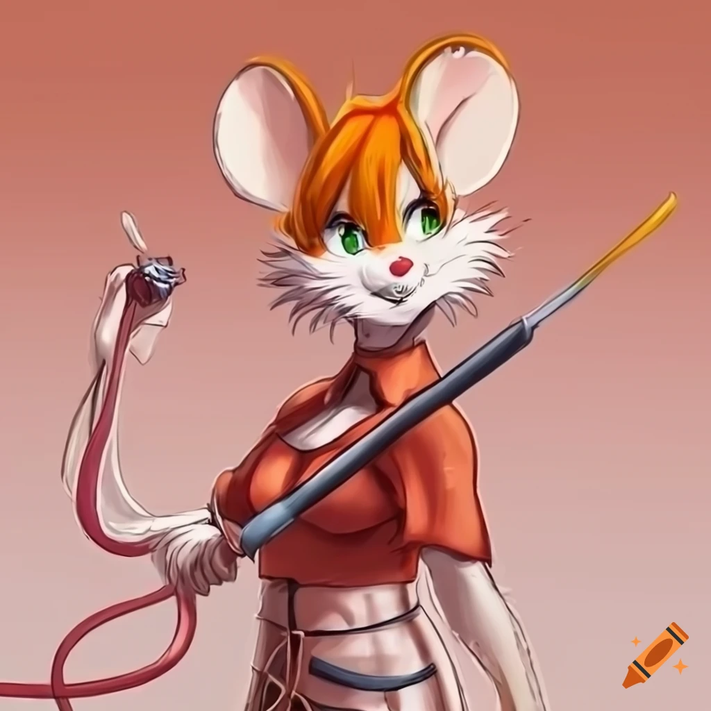 art of a female mouse fencer