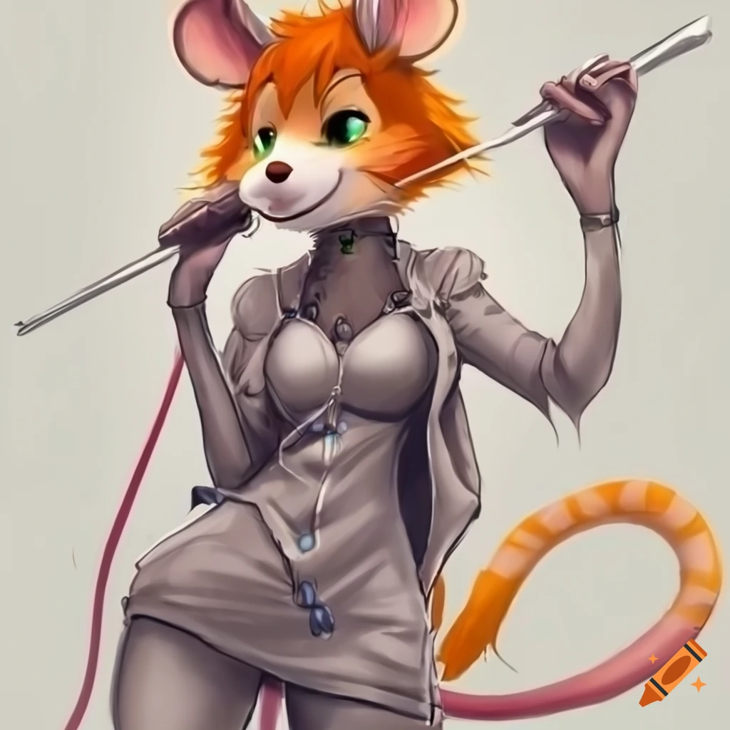 art of a female mouse fencer