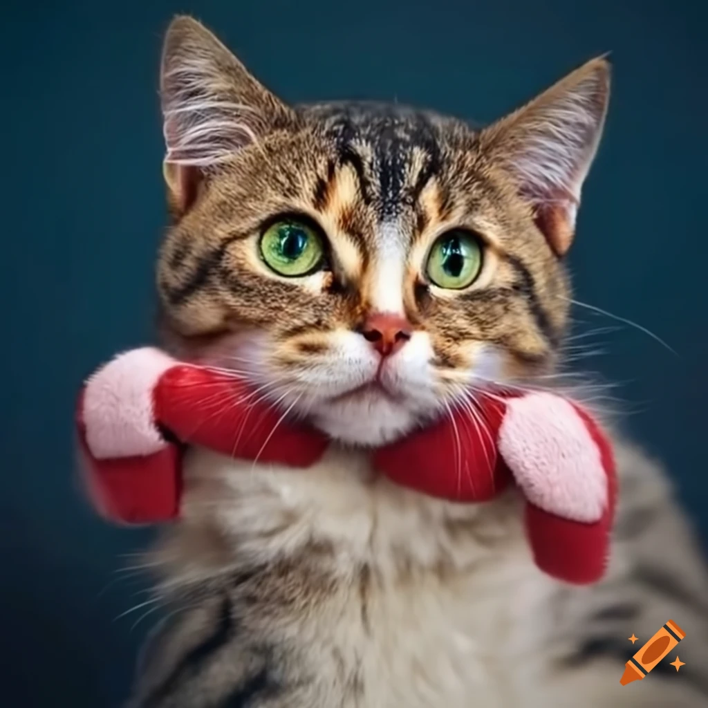 Cat with adorable mittens on its paws