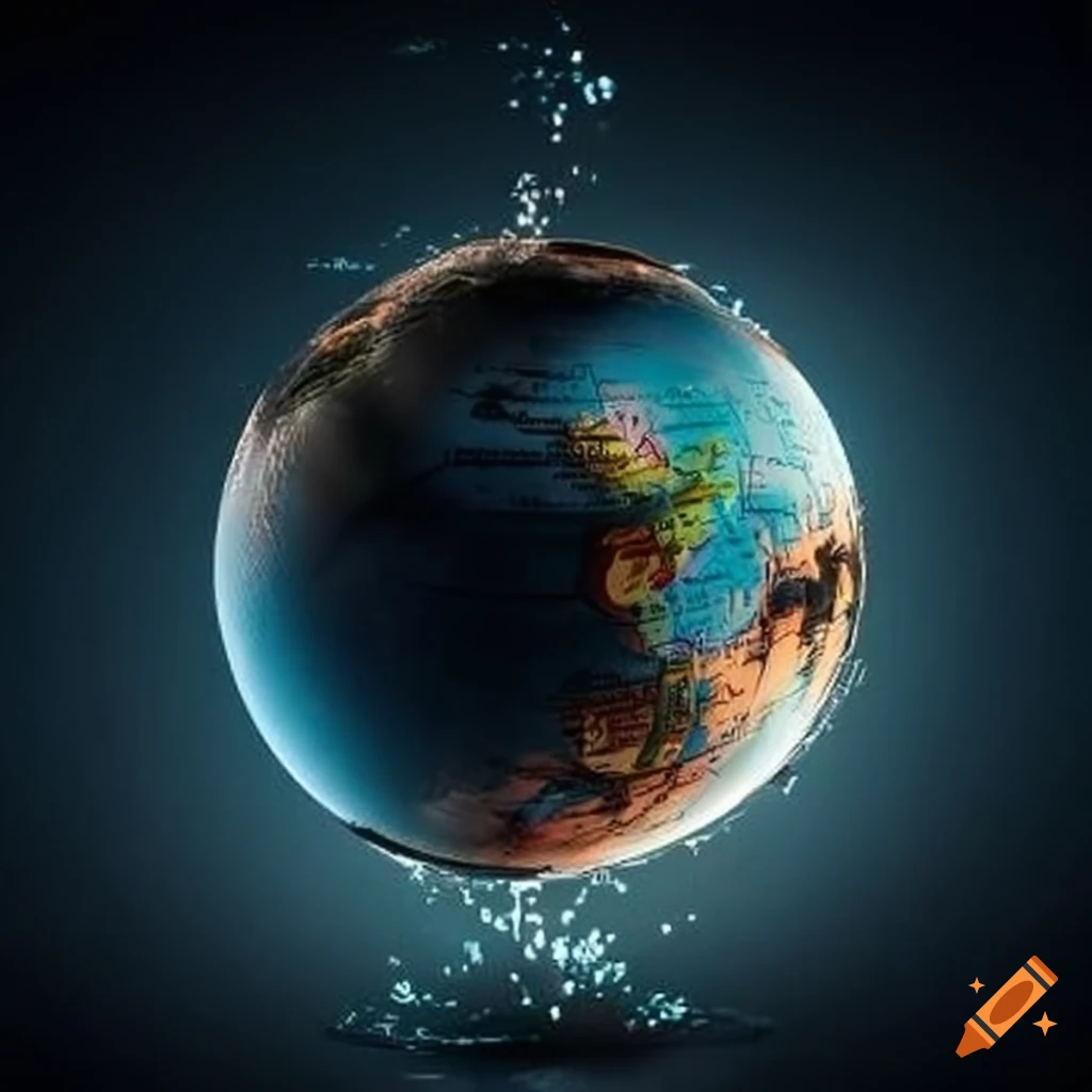 typography art of a globe made up of words