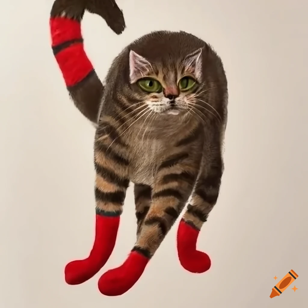 Cat wearing red socks on Craiyon