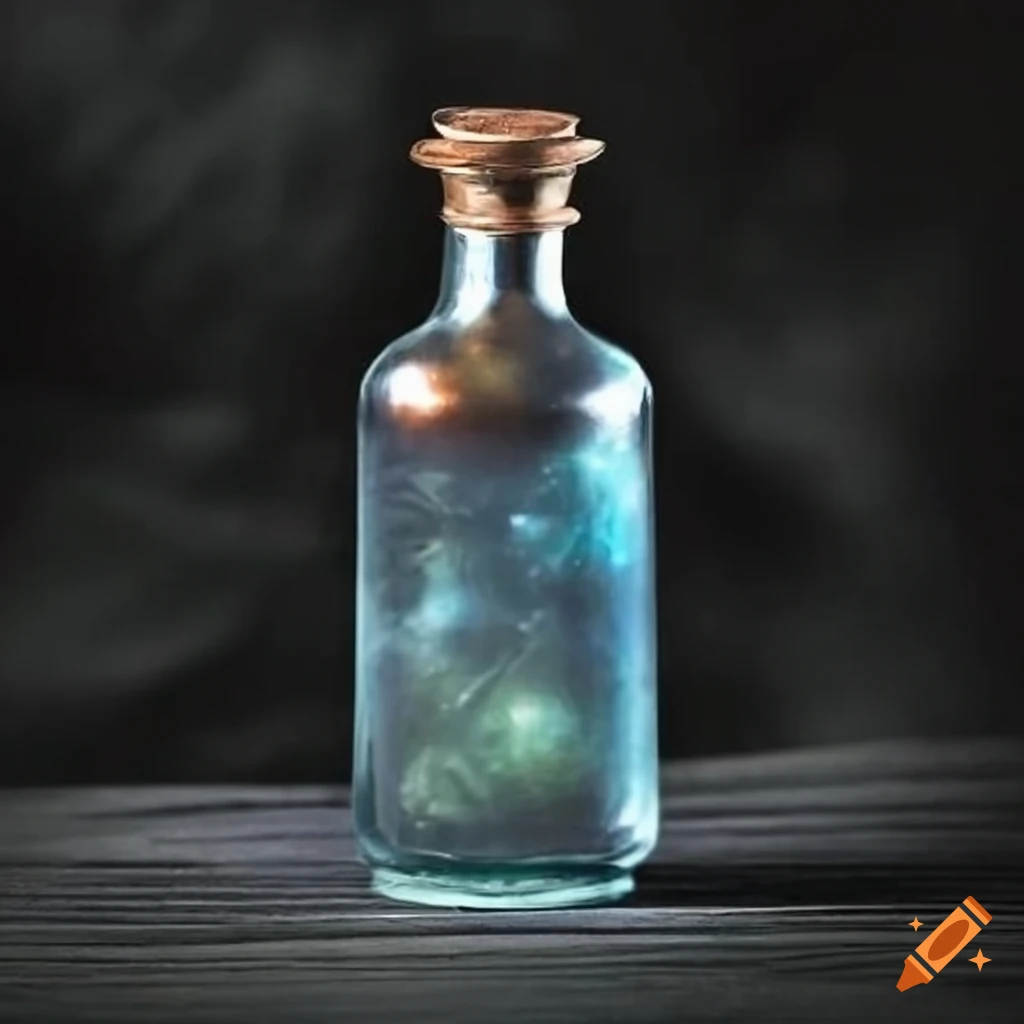 Invisibility potion from harry potter in a unique glass bottle
