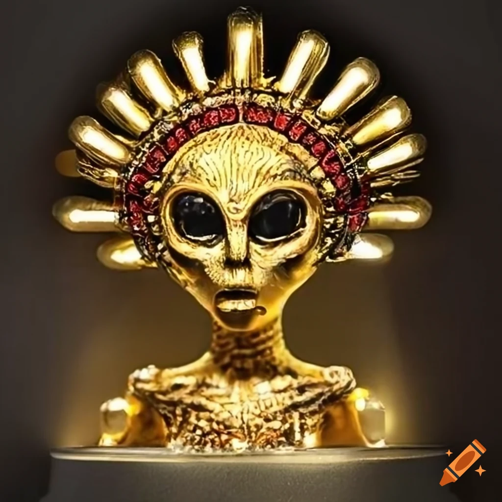 LED lights featuring Aztec alien god design