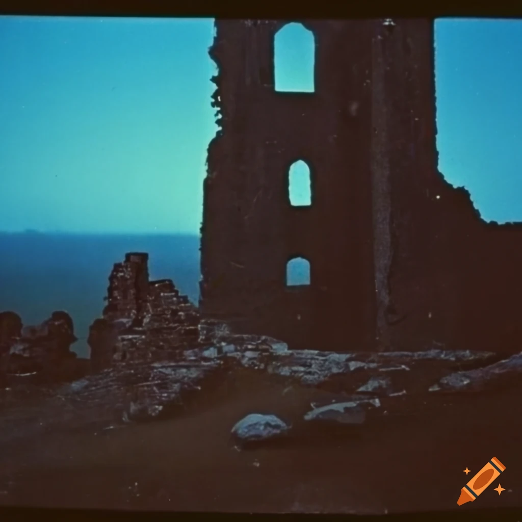 Analog photo of castle ruins with vintage effects on Craiyon