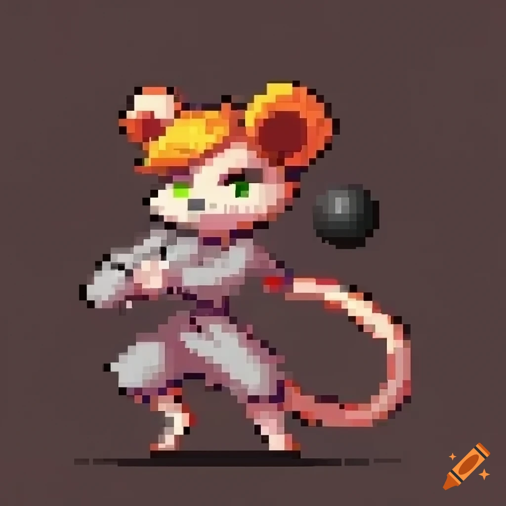 pixel art of an anthro mouse fencer in an old west town