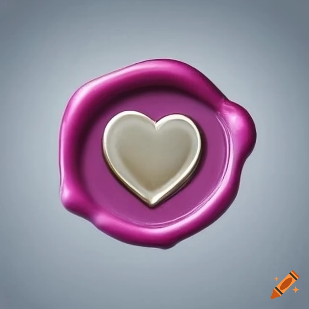 White wax seal with fuchsia heart shape
