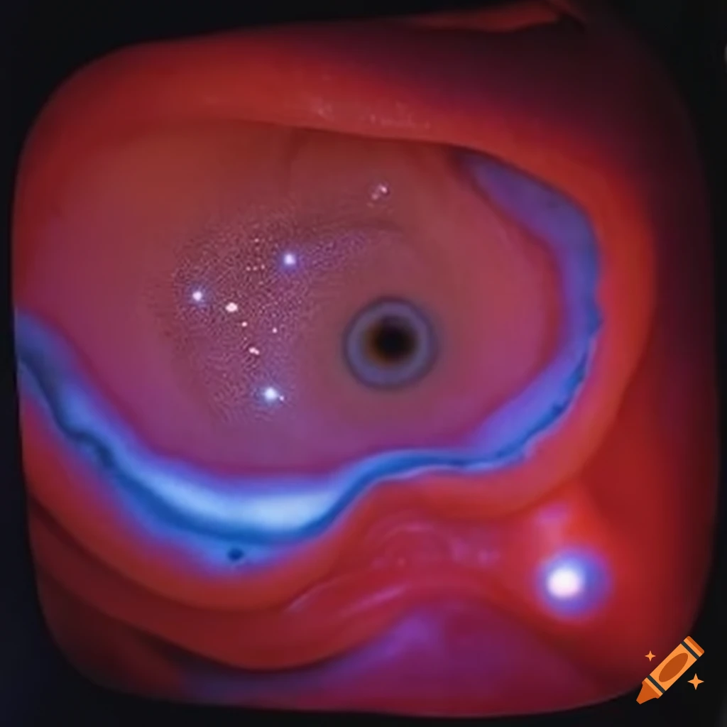 surreal artwork of a universe inside a mouth