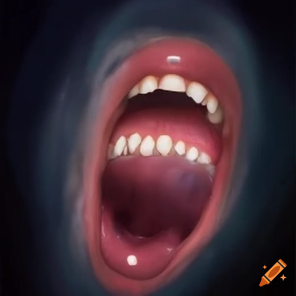 surreal artwork of a universe inside a mouth