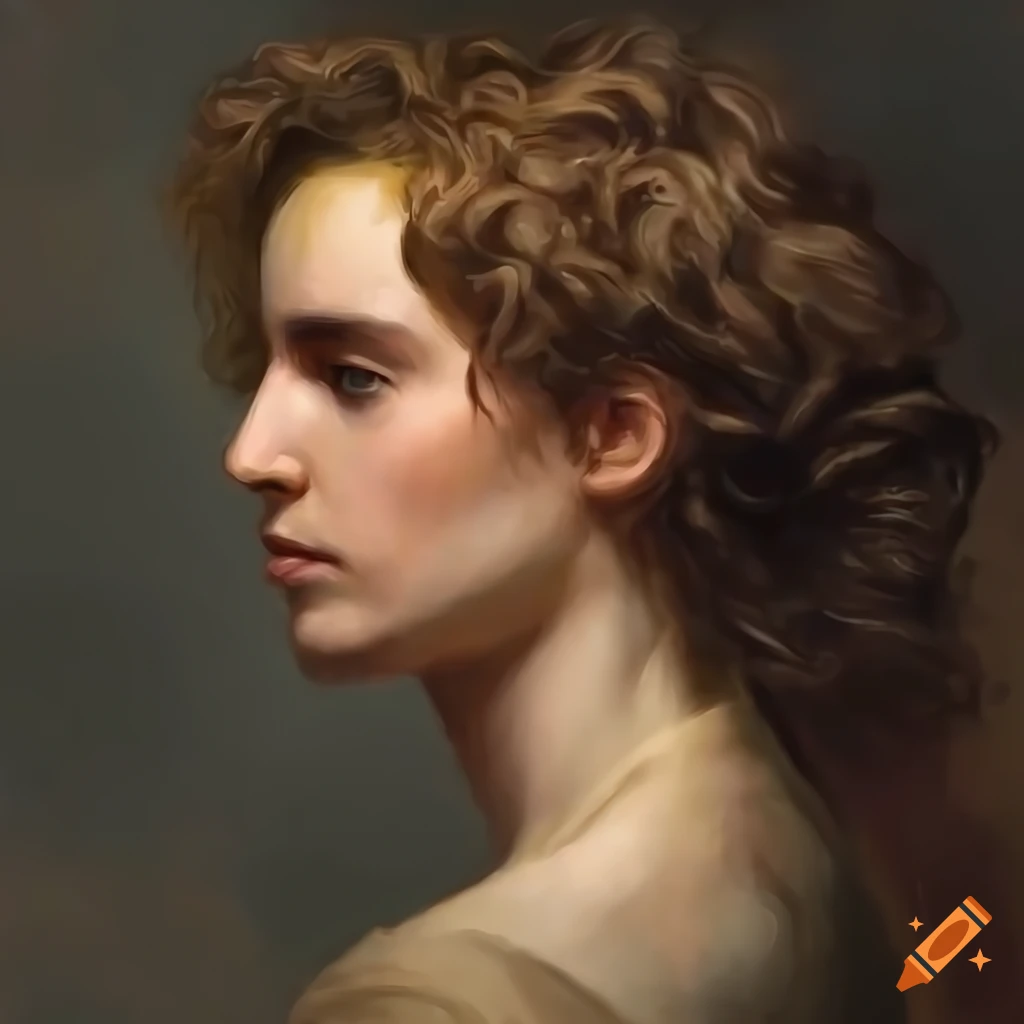Stunning oil painting portrait of a youthful man with wavy hair on Craiyon