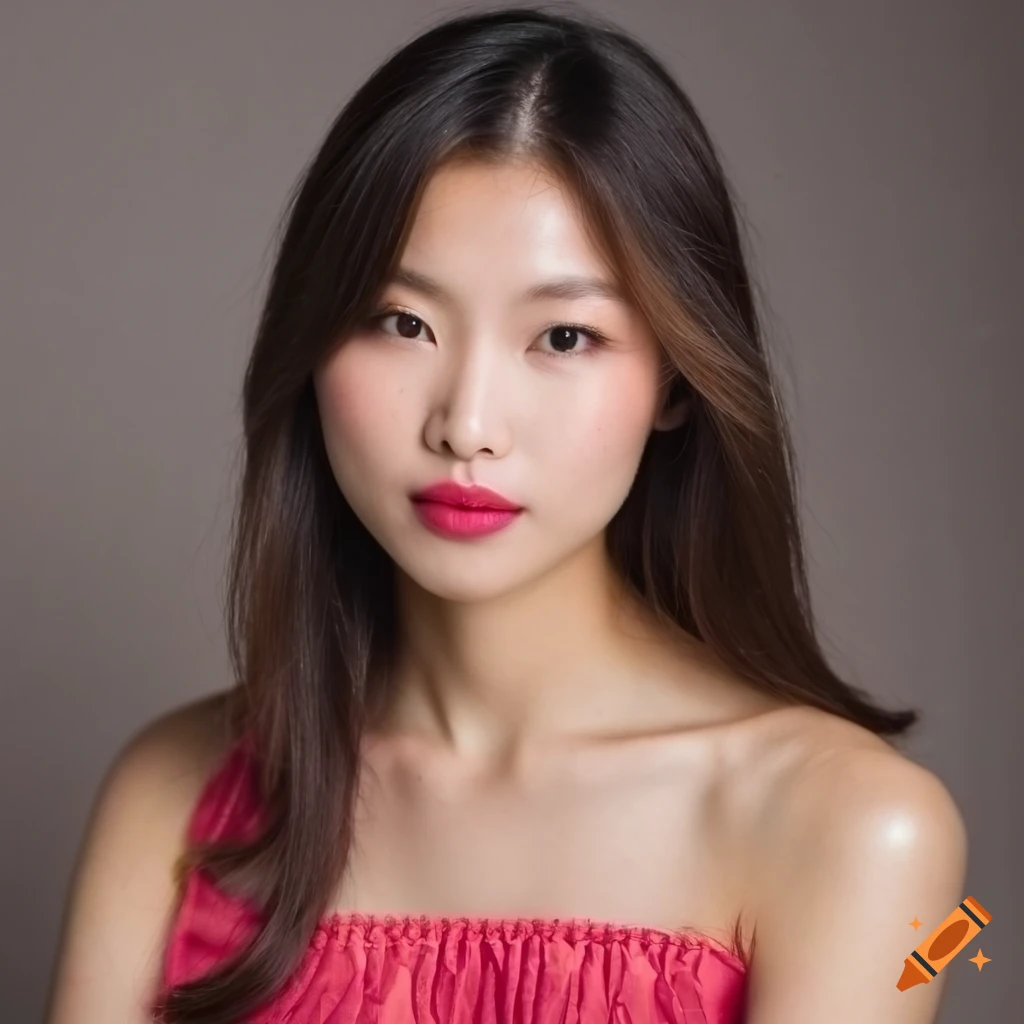 Glossy blush on a young japanese woman