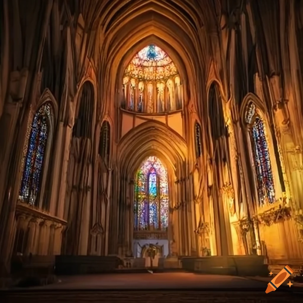 cathedral surrounded by animals in a paradise