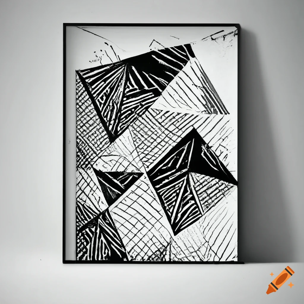 black and white geometric pattern inspired by Banksy street art