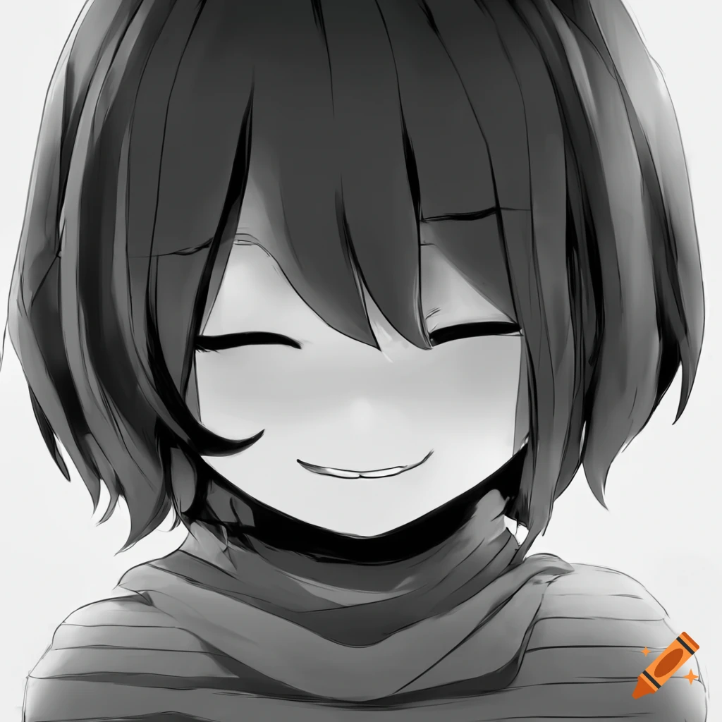 Grayscale anime profile picture on Craiyon