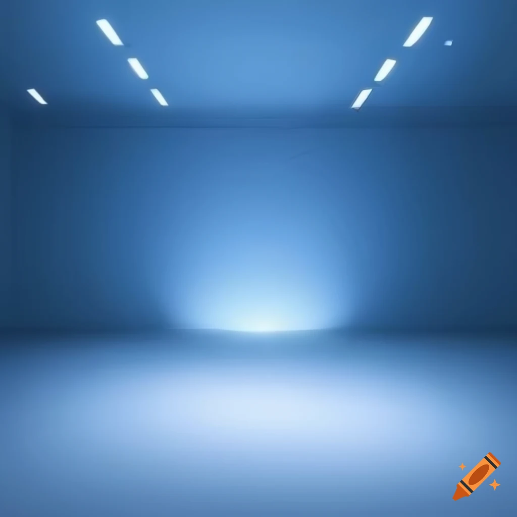 Minimalist white room with ice-blue lighting