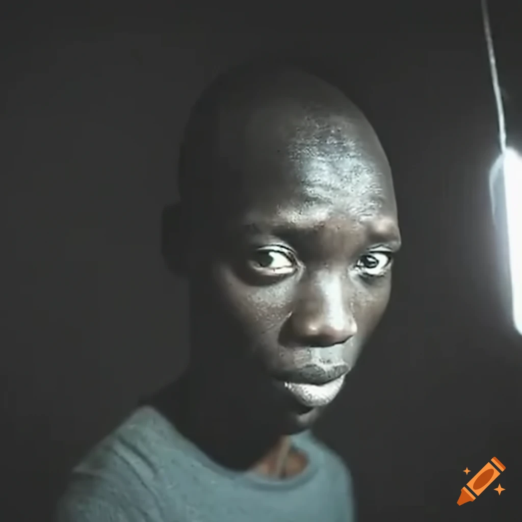 Tall African man looking into the distance in security camera footage